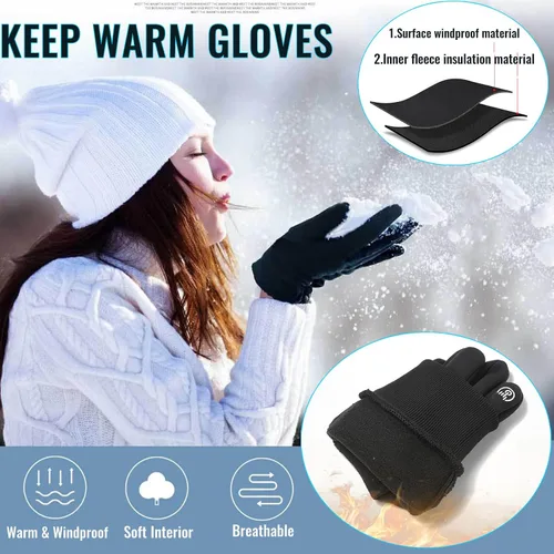 Miniatura 2 de Guantes de invierno para hombres y mujeres, guantes de correr ligeros y cálidos para pantalla táctil, guantes térmicos de punto