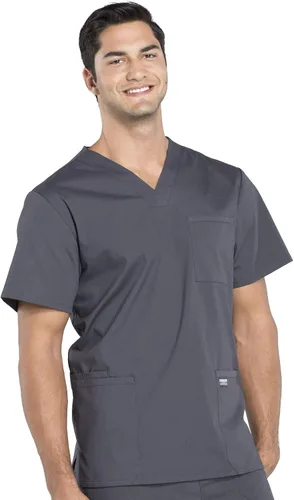 Miniatura 5 de Cherokee WW Professionals WW695 - Camisa de uniforme sanitario para hombre, con cuello en V