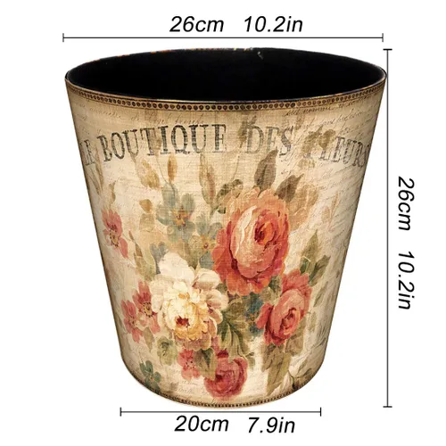 Miniatura 2 de Cubo de basura de piel sintética de 10 litros/2.64 galones, decorativo, impermeable, papelera para el hogar, oficina, baño, jardinería, 2 Flower-1