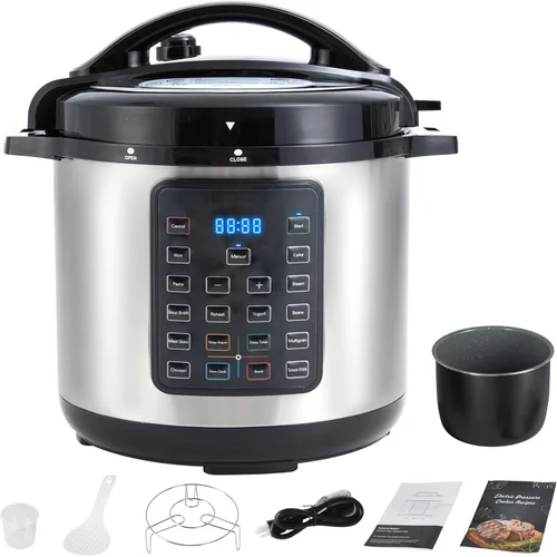 Simple Deluxe 8QT - Olla a Presión Eléctrica Múltiple 16 en 1, Multi-Cocina Antiadherente de Acero Inoxidable para Hacer Yogur, Cocción Lenta,