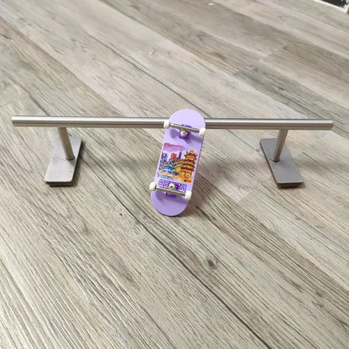Miniatura 2 de LEEFAI Riel de diapasón obstáculos 11.0x2.2 in - Mini patineta redonda de acero inoxidable para rampas de diapasón y parque