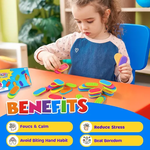 Miniatura 5 de Juguetes magnéticos sensoriales para niños: paquete de 18 deslizadores magnéticos de silicona texturizada para niños con autismo, imprescindibles