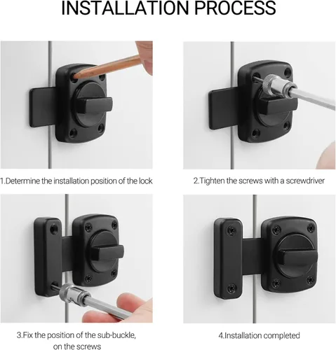 Miniatura 7 de SooGree - Cerradura de puerta de seguridad, cerradura de perno, cerradura de resorte giratorio sólido/cerradura de puerta para mascotas, muebles