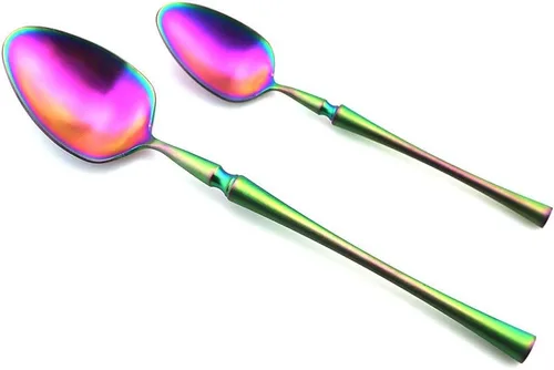 Miniatura 5 de JASHII Juego de cubiertos de lujo Rainbow mate, 6 piezas de cubiertos de acero inoxidable 18/10, juego de vajilla de vajilla de vajilla de platos