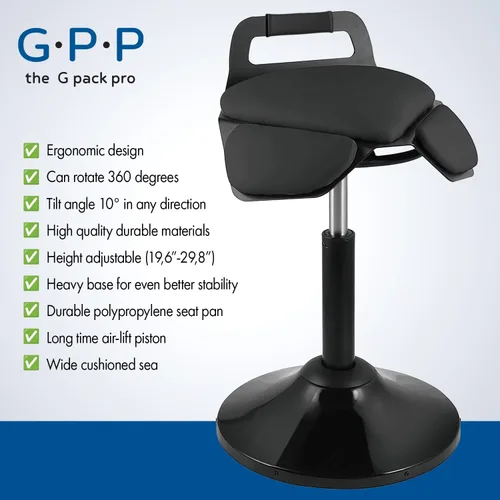 Miniatura 5 de Taburete de escritorio de pie – Silla ergonómica giratoria de 360° con altura ajustable (19.6–29.8 pulgadas) para sentarse o inclinarse cómodamente