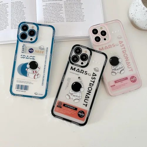 Miniatura 6 de Yonds Queen Funda transparente para iPhone 11, diseño de luna de astronauta espacial de astronauta de dibujos animados, elegante diseño de luna