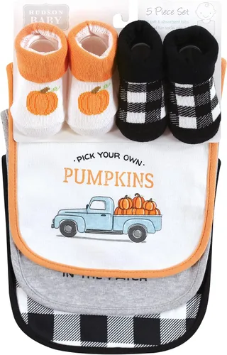 Miniatura 83 de Hudson Baby Conjunto de babero y calcetines unisex de algodón para bebé