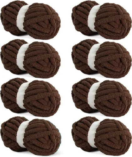 Miniatura 69 de HOMBYS Hilo de Chenille Grueso Carbón para Crochet, Hilo Grueso Espeso y Esponjoso para Tejer, Hilo Súper Grueso para Tejer Mantas a Mano, Hilo