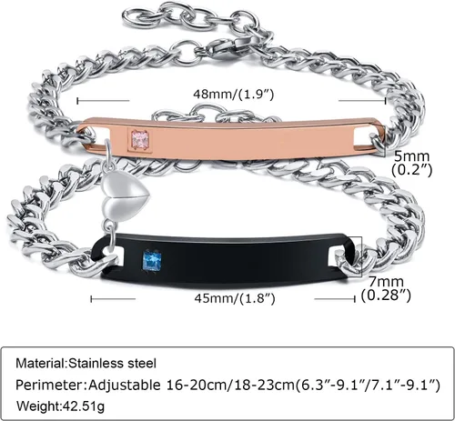 Miniatura 7 de MEALGUET Pulsera personalizada para pareja, juego de pulseras personalizadas para parejas, pulsera de atracción mutua, nombre personalizado, pulsera