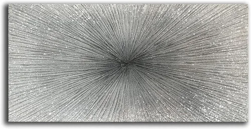 YaSheng Art - Arte abstracto de 24 x 48 pulgadas, pinturas al óleo sobre lienzo, arte abstracto de plata gruesa, arte moderno para decoración del