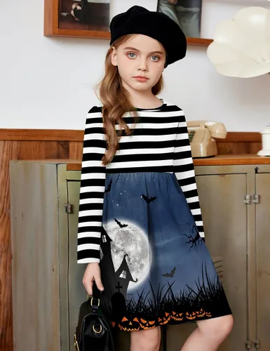 Miniatura 6 de Arshiner Vestido de manga larga de color sólido casual con bolsillo para niñas pequeñas