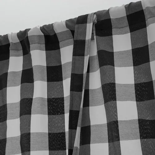 Miniatura 5 de vctops Cortinas entramadas de Navidad en negro y blanco estilo búfalo con función de amarras, estilo granja, térmicas, aislantes, para ventanas