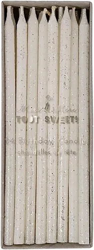 Velas de cumpleaños Meri Meri, 24 velas Plata