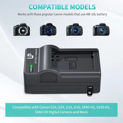 Miniatura 2 de LP Paquete de cargador de batería NB-10L, paquete de 2 baterías de 1400 mAh y cargador de pantalla de luces LED para cámara digital Canon PowerShot