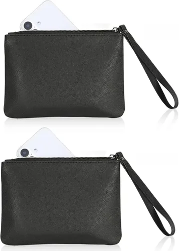 Paquete de 2 pequeñas bolsas de maquillaje con cremallera para bolso, lápiz labial, organizador de maquillaje de viaje para mujeres, productos Negro