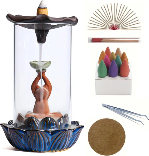 Miniatura 10 de ChangWanna Soporte multifuncional para incienso de rana 4 en 1, soporte de Palo Santo, soporte de salvia, soporte de incienso de cerámica