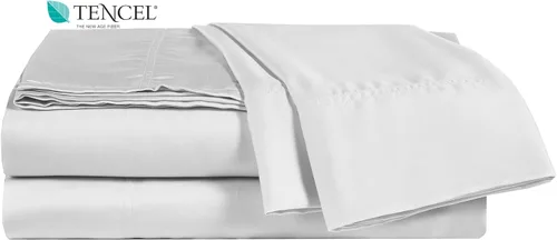 Miniatura 8 de Juego de sábanas 100% Tencel, 4 piezas con bolsillos profundos de hasta 18 pulgadas, lujosamente frescas, súper suaves y sedosas de tejido de satén
