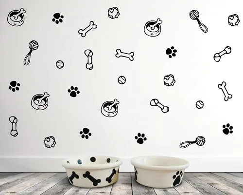 Miniatura 2 de Calcomanías de pared con diseño de pata de perro, juguete de perros, calcomanías de pared de vinilo extraíbles, calcomanías de huellas de perros
