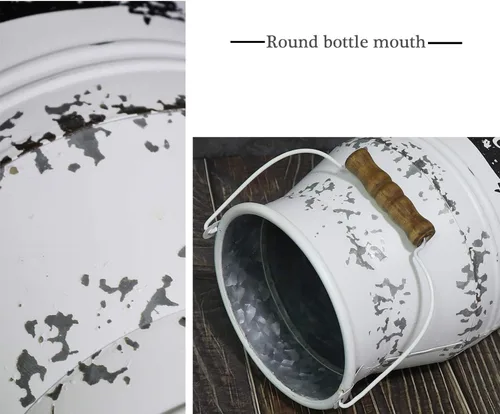 Miniatura 6 de Lata de leche de metal con diseño de vaca de granja, jarrón grande galvanizado para decoración de cocina y baño, 11 pulgadas