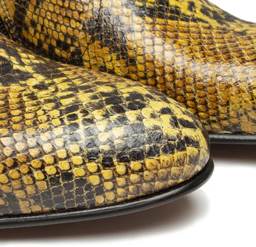 Miniatura 3 de Club Cubano EMMANUEL Botas de tacón cubano de piel con estampado de serpiente color amarillo