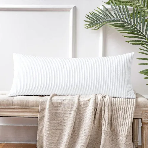 Miniatura 348 de Artscope Fundas de Almohada de Pana a Rayas Acogedoras Súper Suaves Decorativas Cuadradas Fundas de Cojín para Sofá Sillón Dormitorio Decoración