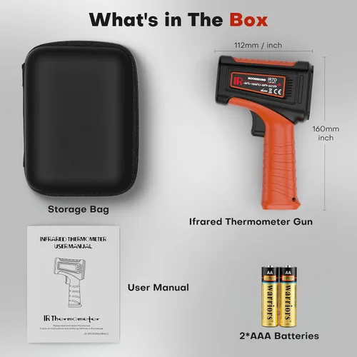 Miniatura 6 de Termómetro infrarrojo 50:1 pistola de temperatura láser -58 ℉ ~ 3272 ℉, termómetro de parrilla para horno de pizza para accesorios de plancha, 58°F