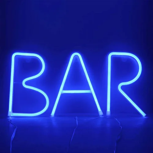 Miniatura 6 de ENUOLI Letreros de neón LED en azul con letras de neón para decoración de pared, luz nocturna, funciona con pilas o USB, letras de neón LED
