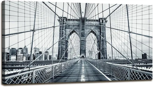 Miniatura 14 de DZL Art A74769 - Impresiones en lienzo abstractas para pared, pinturas artísticas azules y marrones, lienzo estirado de madera, enmarcado para sala
