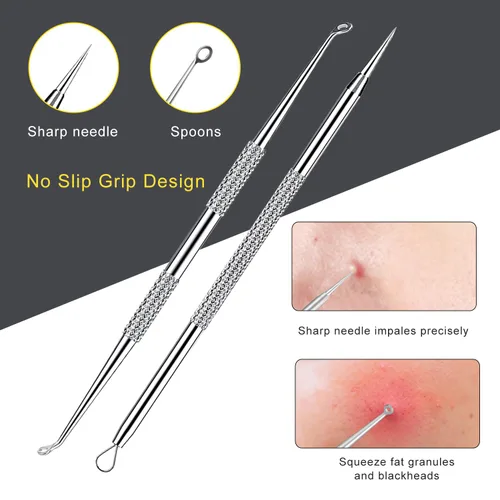 Miniatura 5 de Kit de herramientas para eliminar espinillas - Boxoyx 10 piezas de removedor de puntos negros, extractor de comedones con estuche de metal
