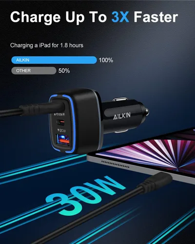 Miniatura 2 de Cargador de coche USB C de 78 W, adaptador de encendedor de cigarrillos de carga súper rápida, cargador automático de 3 puertos para Samsung Galaxy