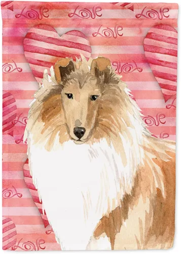 Caroline's Treasures CK1756GF Bandera de jardín Love a Rough Collie para buzón, bandera decorativa para patio exterior, obras de arte de patio,