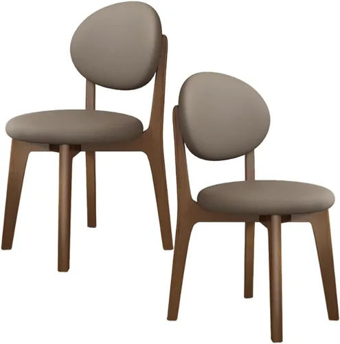 Miniatura 70 de YVYKFZD Juego de sillas de comedor, sillas de cocina de madera maciza, silla de comedor de granja con respaldo curvo, silla tapizada de cuero