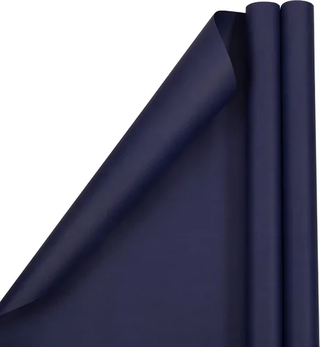 Miniatura 21 de JAM Paper Envoltura de regalo mate – 50 pies cuadrados en total (30 pulgadas x 10 pies cada uno) – Azul brillante mate/Azul pavo real – 2 rollos por