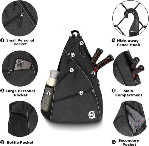 Miniatura 3 de A11N SPORTS Bolsa de Pickleball, Bandolera Reversible con Correa Cruzada/Mochila para Mujeres y Hombres