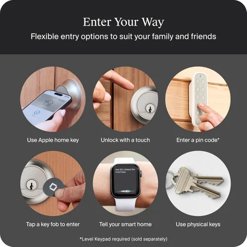 Miniatura 8 de Level Lock Pro - Cerradura inteligente más pequeña, rápida e innovadora del mundo - Cerrojo de seguridad de materia sobre rosca más llave Apple Home