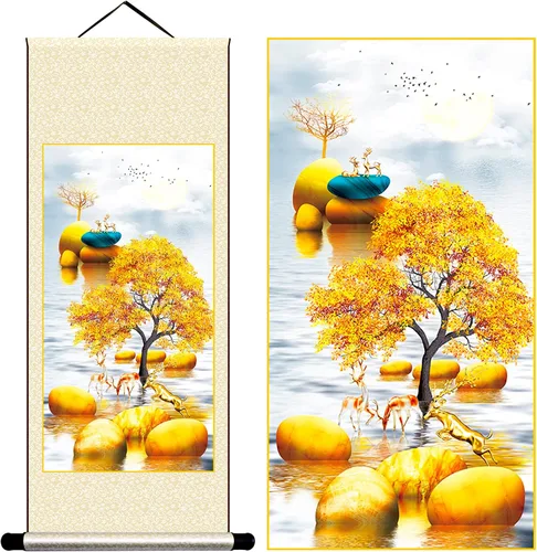 Miniatura 16 de Grace Art Pergamino de pared asiático, Yin acuático y yang