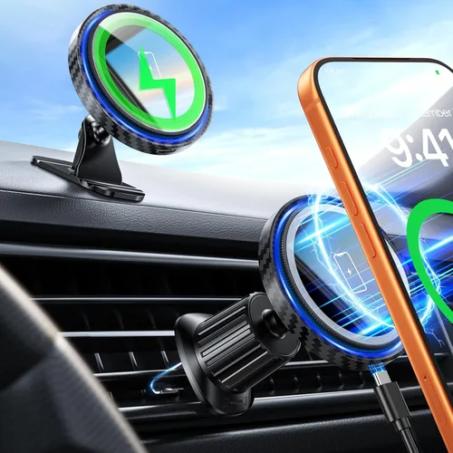 Miniatura 7 de Cargador magnético de montaje para automóvil de 15 W, cargador de coche inalámbrico magnético para iPhone 17, accesorios soporte magnético