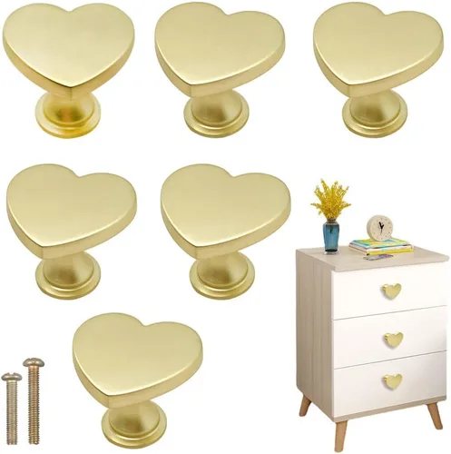 6 piezas Pomos de Trébol de Cuatro Hojas de Latón con Mango, Pomos Dorados para Gabinete, Cajón de Gabinete, Tocador, Muebles de Cocina, Armario,