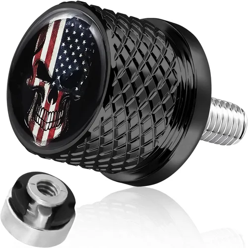 Miniatura 11 de Tornillo de perno de asiento de guardabarros moleteado inoxidable de 1/4 "-20 roscas compatible con Harley Sportster Dyna Softail Touring CVO Negro