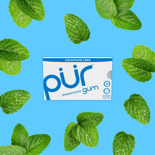 Miniatura 5 de PUR Gum Chicle sin aspartamo 100% xilitol Chicle con sabor natural a menta piperita, 9 piezas (paquete de 12)