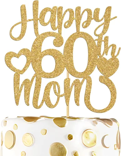 Miniatura 22 de Decoración para tartas con texto en inglés "Happy 50th Mom", feliz 50 cumpleaños para madre, saludos a 50 años, cumpleaños, aniversario, suministros