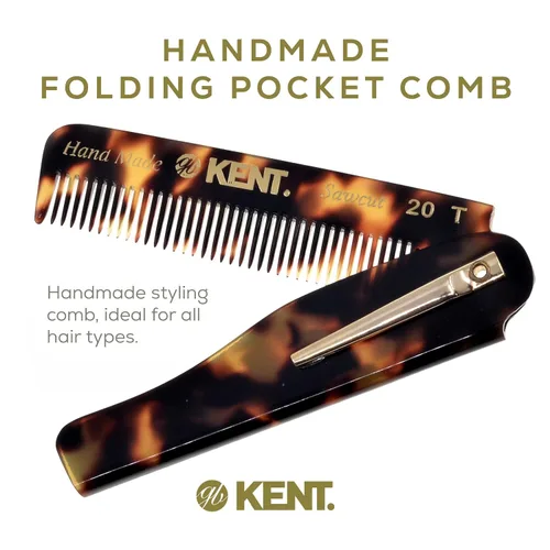 Miniatura 3 de Kent 20T TY - Peine de bolsillo plegable hecho a mano para hombres, peine alisador de pelo de dientes finos para el cuidado diario del cabello