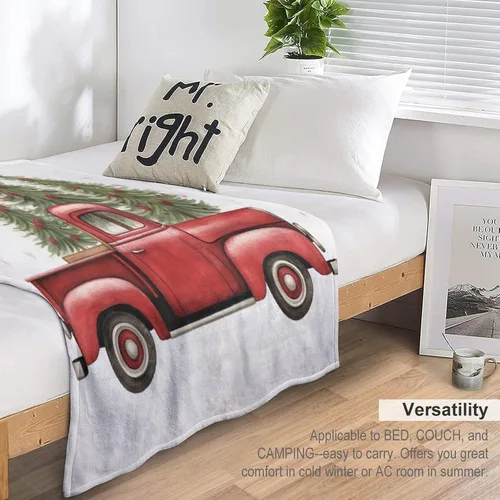 Miniatura 5 de Manta de camión rojo vintage con árbol de Navidad, árbol de Navidad, vacaciones de invierno, Navidad, manta suave de 30 x 40 pulgadas, manta