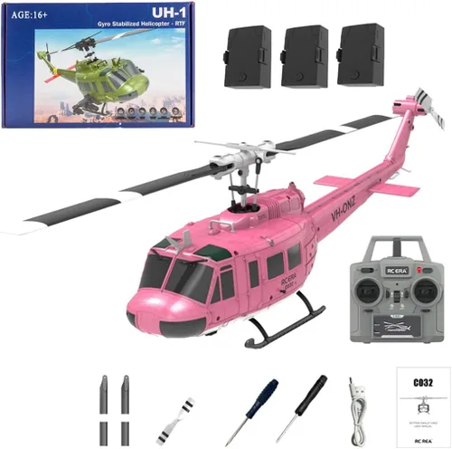 Miniatura 11 de C032 UH-1 Huey Helicóptero RC para adultos, escala 1/48 2.4G 6CH Flybarless Stunt RC Plane giroscopio de 6 ejes posicionamiento de flujo óptico
