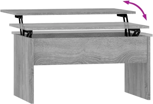 Miniatura 6 de Mesa auxiliar, mesa de centro grande, mesa de centro estrecha adecuada para sala de estar, oficina, balcón, sala de estar familiar, Sonoma gris