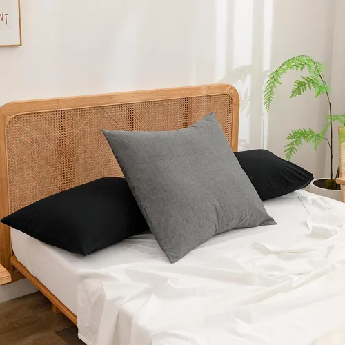 Miniatura 27 de BESTOUCH 100% Algodón Lavado Funda de Almohada para Cabello y Piel, Sensación de Lino, Suave, Cómoda, Transpirable, Juego de 2 Fundas de Almohada