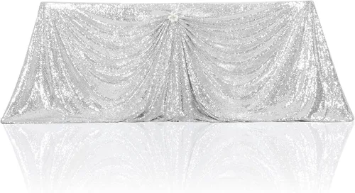 Miniatura 57 de PartyDelight Mantel de lentejuelas redondo de 50 pulgadas, color dorado claro, adorno de mesa para decoración de bodas, fiestas, cumpleaños