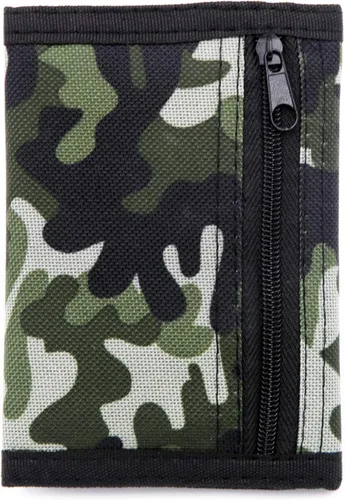 Miniatura 2 de Cartera de nailon con seguridad RFID, diseño de tres pliegues, con monedero pequeño con cremallera, para hombres y niños, Verde), PT-61539