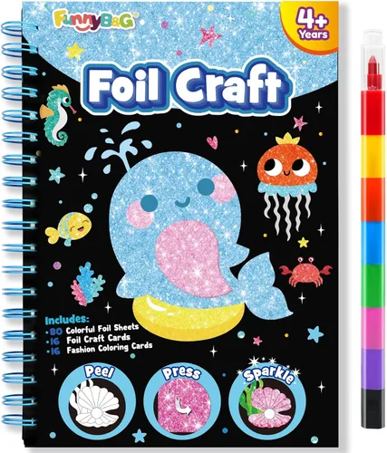 Miniatura 21 de FUNNYB&G Arte en papel de aluminio para niños - Manualidades de Navidad, regalos de fiesta, rellenos de calcetines para niños, suministros de arte