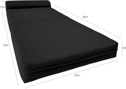 Miniatura 5 de D&D Futon Furniture. Cama plegable de espuma para silla, sofá estudio, colchón de espuma plegable para invitados (6 x 32 x 70 pulgadas, negro)